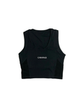 Running crop top woman’s ladies gel pockets soft hyrox storage marathon run Black