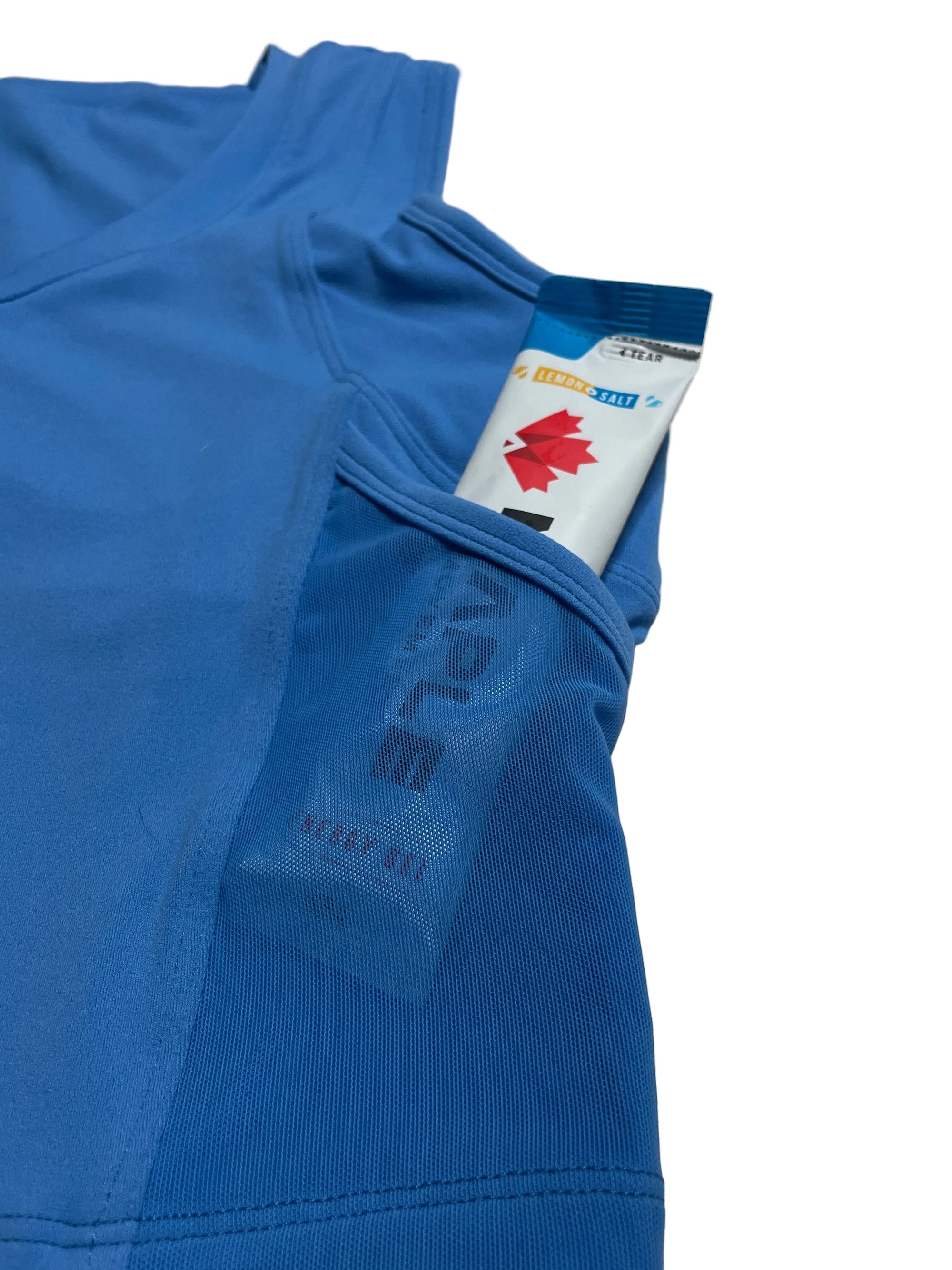 Running crop top woman’s ladies gel pockets soft hyrox storage marathon run Blue