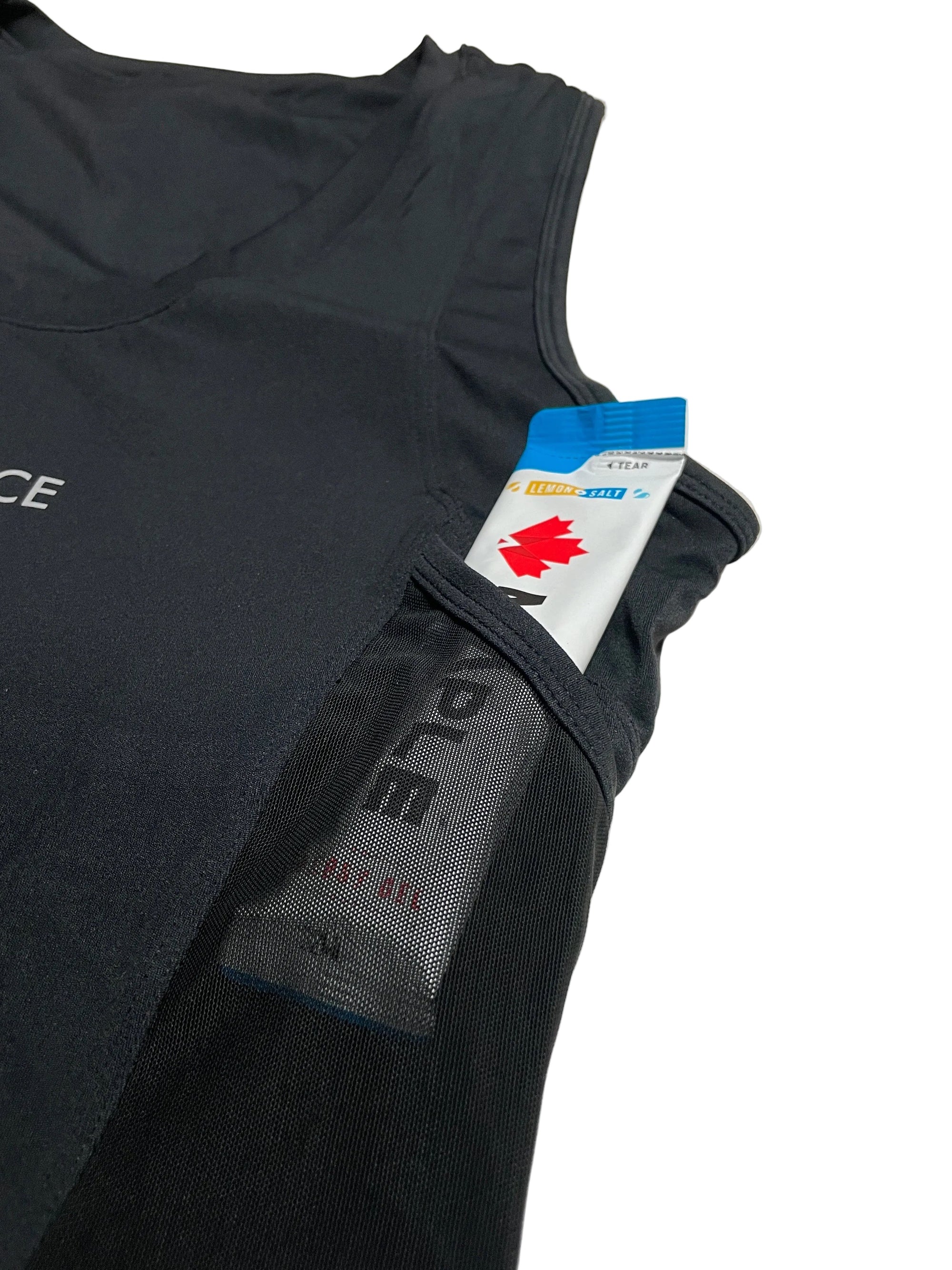 Running crop top woman’s ladies gel pockets soft hyrox storage marathon run Black