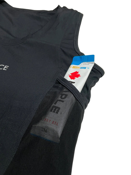 Running crop top woman’s ladies gel pockets soft hyrox storage marathon run Black